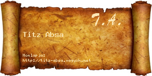 Titz Absa névjegykártya
